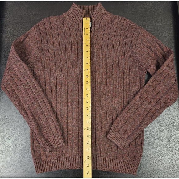 Oscar De La Renta Long Sleeve Quarter Zip Brown Pullover Sweater Men's Medium - Picture 4 of 15